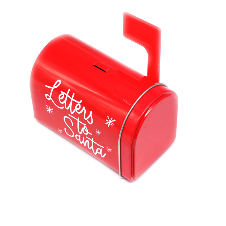 2022 Christmas Best Selling Red Mailbox Shape Mini Gift Box Christmas Ornaments Tin Candy Box