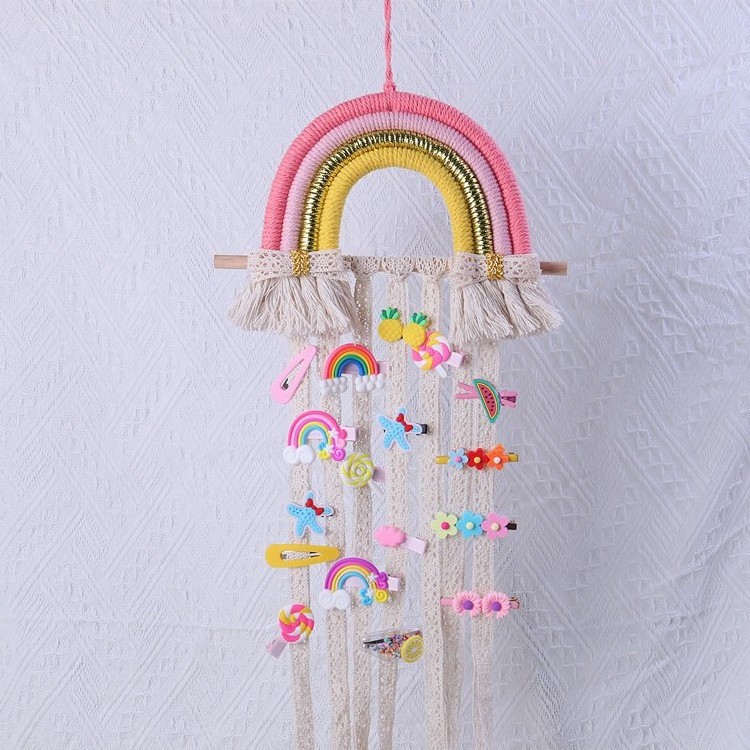 New Tassel Macrame Rainbows Cloud Woven Wall Hanging Boho Decor Kids Room Decoration