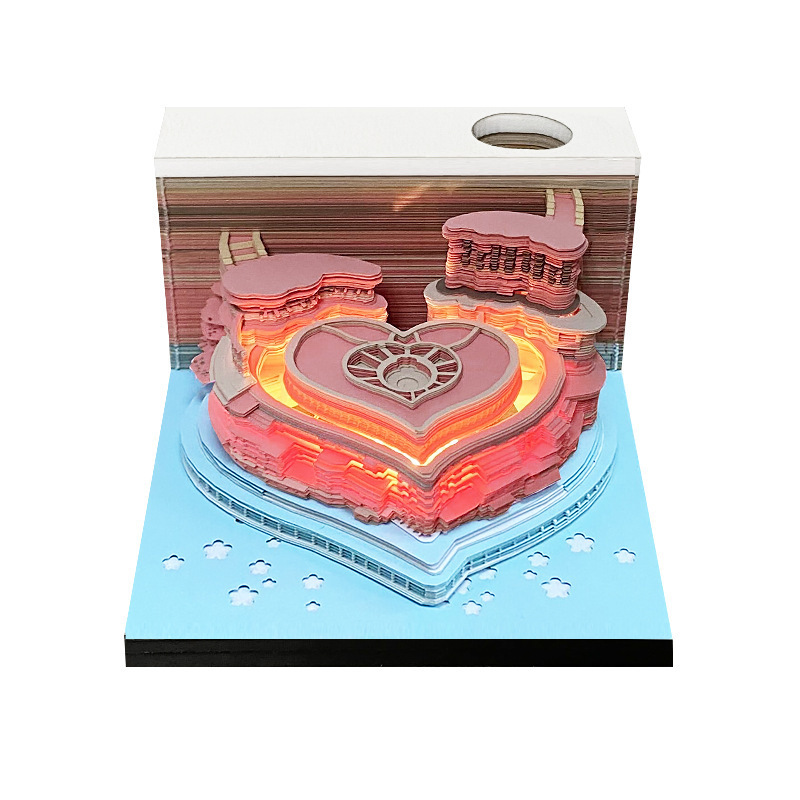 2023 New Product 3D Memo Pad Art Paper Three-dimensional Castle Ship Tree Creative Luxury Business Gifts Sticky Notes