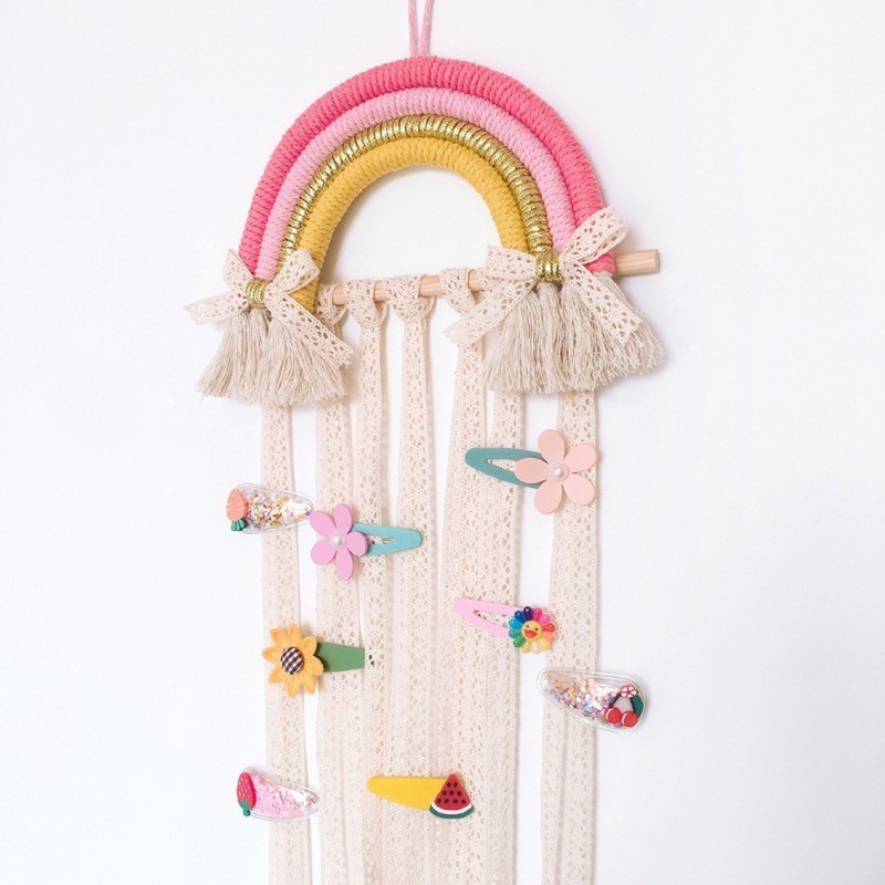 New Tassel Macrame Rainbows Cloud Woven Wall Hanging Boho Decor Kids Room Decoration