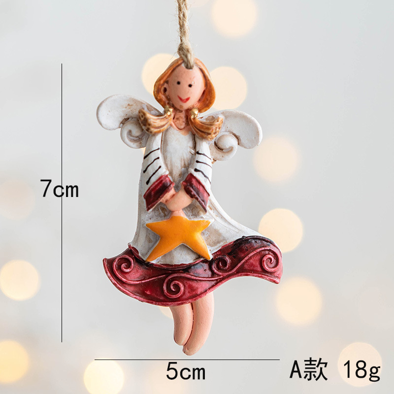 wholesale  2023 Country retro spirit Christmas angel hanging decor for wall and tree festival resin ornaments