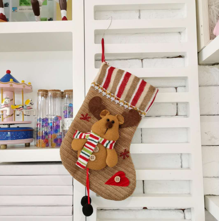 Santa Stocking Sock Candy Bags Christmas Tree Ornaments Pendants Gift Bag for Children Fireplace Hanging Decorations