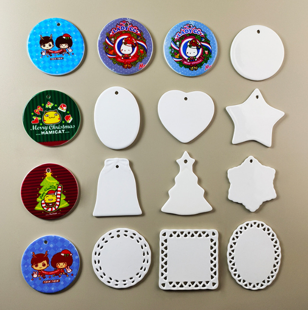 Christmas Sublimation Ceramic Ornament Blanks Ceramic Hanging Ornament Sublimation Pendant for DIY Xmas Holiday Decor 3 Inch