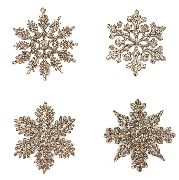 Glitter Snowflake Ornaments Plastic Christmas Glitter Snowflake Winter Wonderland Christmas Tree Decorations