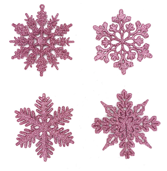 Glitter Snowflake Ornaments Plastic Christmas Glitter Snowflake Winter Wonderland Christmas Tree Decorations