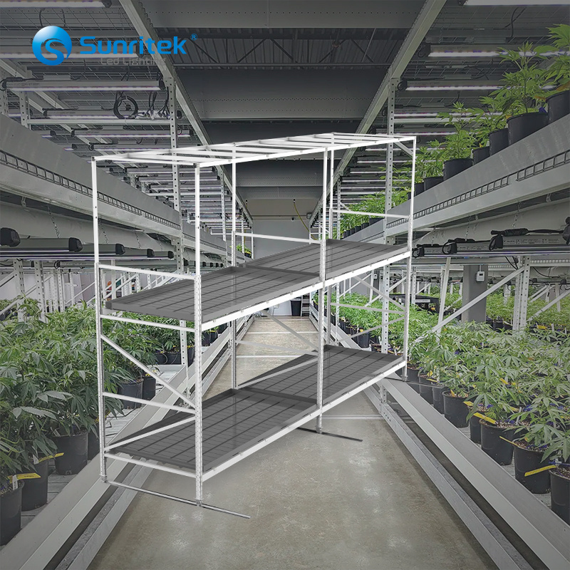 Commercial Vertical farming mobile multi-tier grow rack growing tray grow shelf for hydroponics