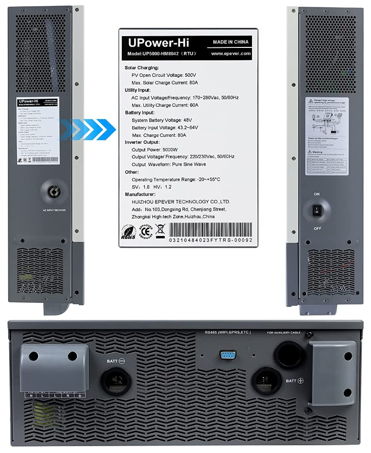 Renewable Energy Epever UP5000-HM8042/UP3000-M3322/UP1000-M3212 Off Grid RV Solar Inverter