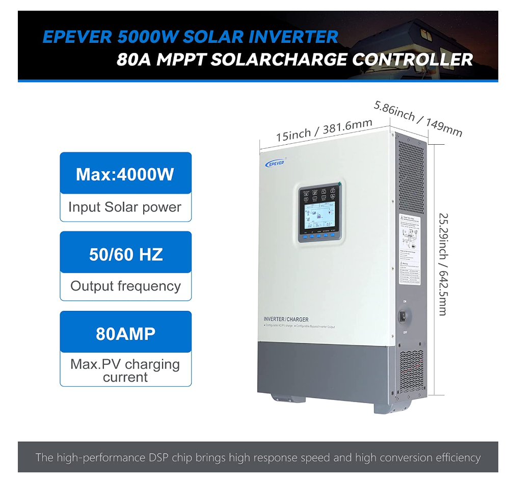 Renewable Energy Epever UP5000-HM8042/UP3000-M3322/UP1000-M3212 Off Grid RV Solar Inverter