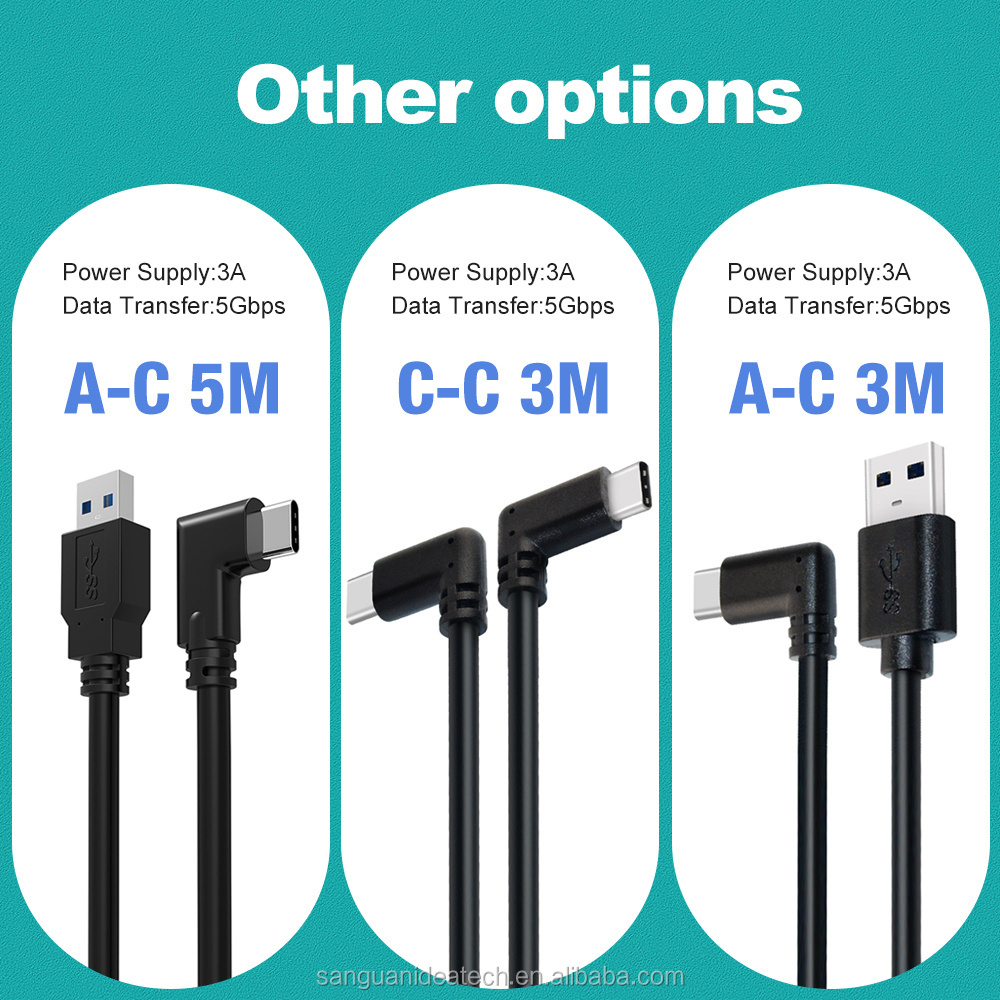 5M Right Angle Design USB 3.1 Gen 1 cable for VR Headset Cable for Oculus Quest 1 Oculus Quest 2 VR Cable