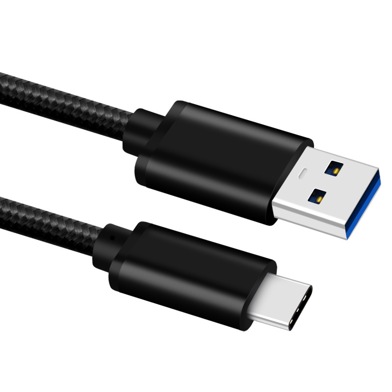 Nylon Braid USB C Cable 3FT Data Sync QC3.0 Usb Charging Cable 1M Black Fabric Usb Type C Cable