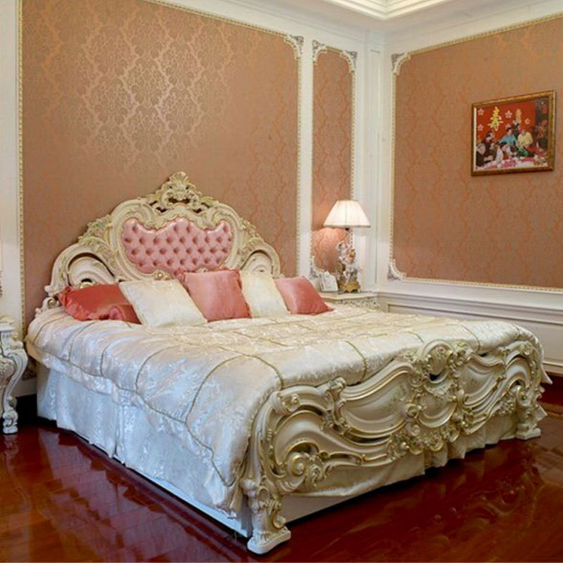 Luxury Gilt Wood Luxury Bedroom Set Princess Bedroom for Girls Children Bedroom Furniture