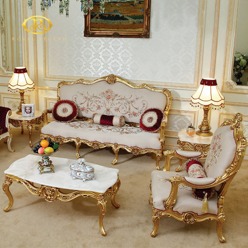 French Style Classic Living Room Sofa Set Antique Furniture