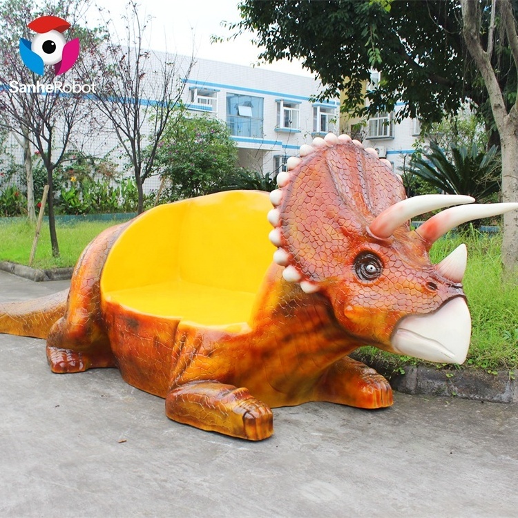 Kids Used frame fiberglass simulation dinosaur outdoor modern park bench