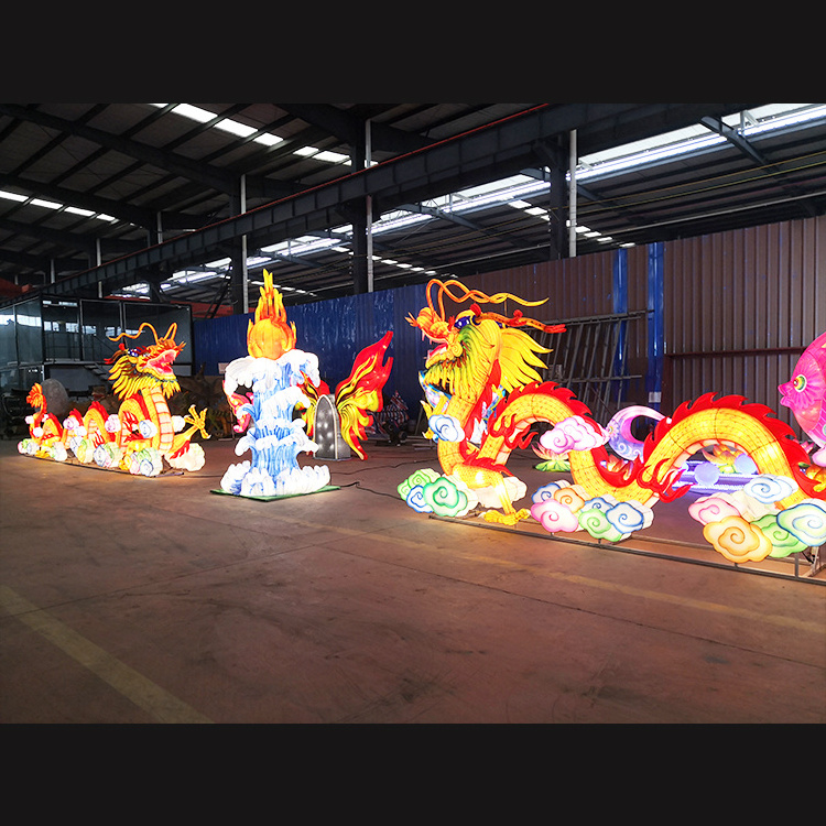 Outdoor Lantern Decoration Dragon New Year Chinese Cloth Large Silk Lantern Chinese Dragon Lantern for Mall 2024 Decor