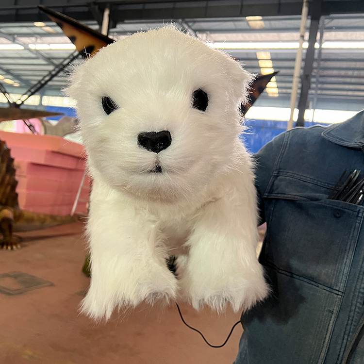 Sanhe Robot Hand Craft Simulation Baby Animal Animatronic Realistic Polar Bear Hand Puppet for Show