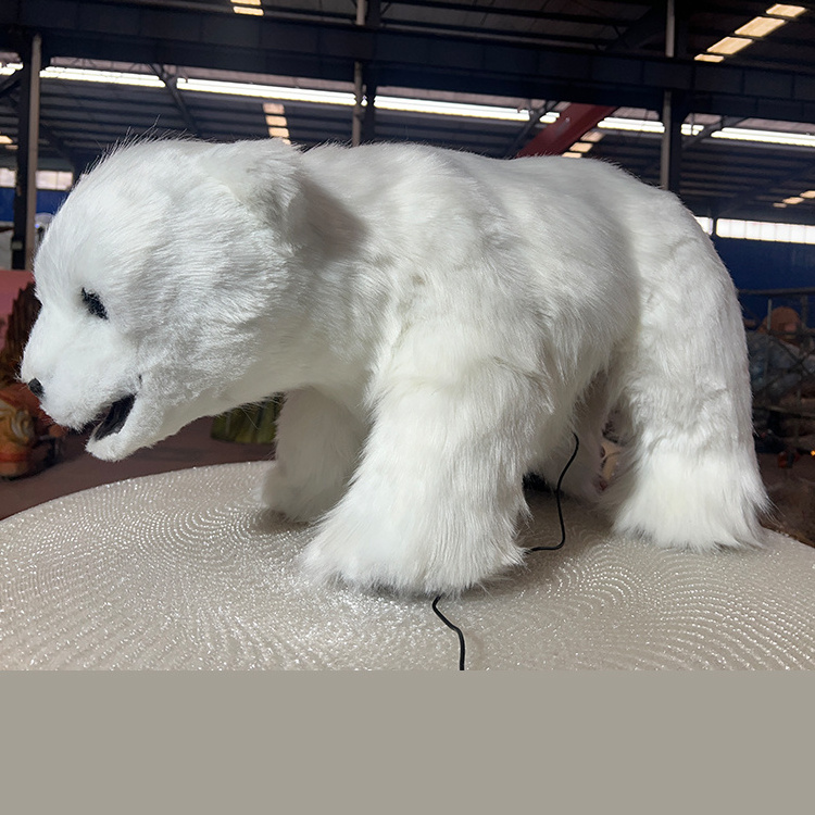 Sanhe Robot Hand Craft Simulation Baby Animal Animatronic Realistic Polar Bear Hand Puppet for Show