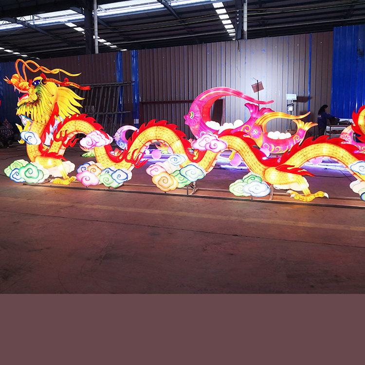 Outdoor Lantern Decoration Dragon New Year Chinese Cloth Large Silk Lantern Chinese Dragon Lantern for Mall 2024 Decor