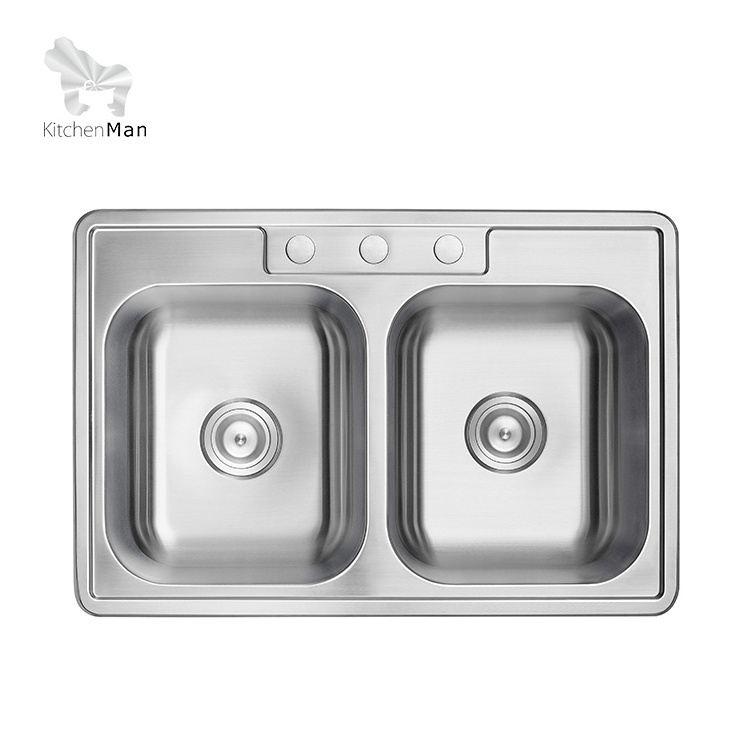 Durable Commercial Water Farm House Washing Kitchen Sink Double Bowl Rectangular Stainless Steel Sinks