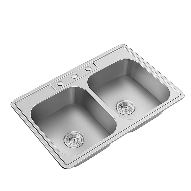 Durable Commercial Water Farm House Washing Kitchen Sink Double Bowl Rectangular Stainless Steel Sinks