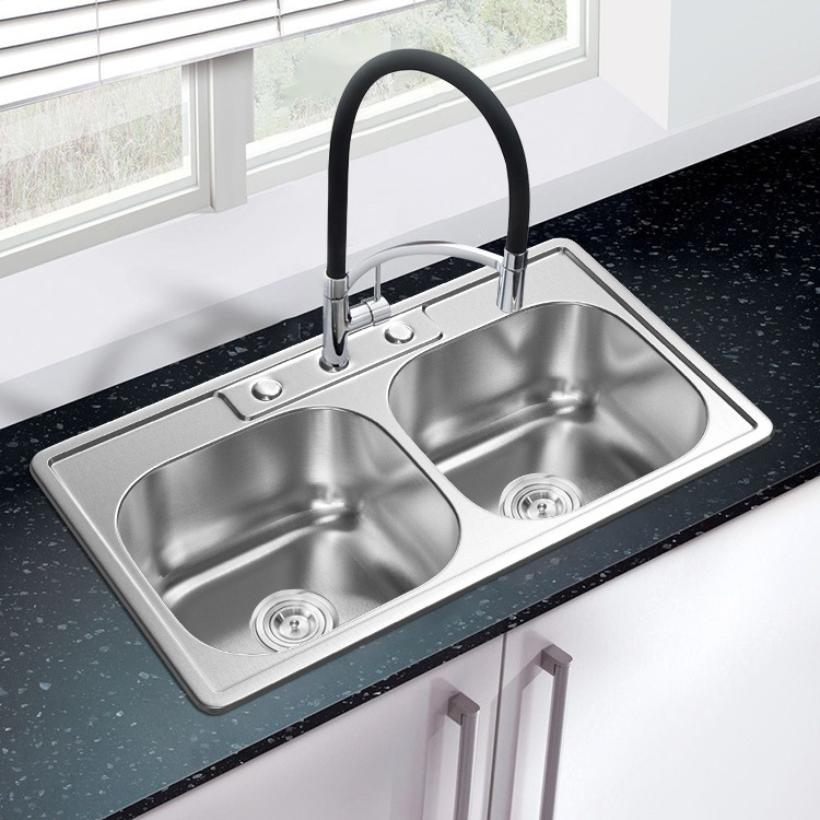 Durable Commercial Water Farm House Washing Kitchen Sink Double Bowl Rectangular Stainless Steel Sinks