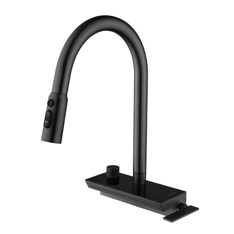 Stainless Steel Digital Display Pull Down Kitchen Faucet with Waterfall