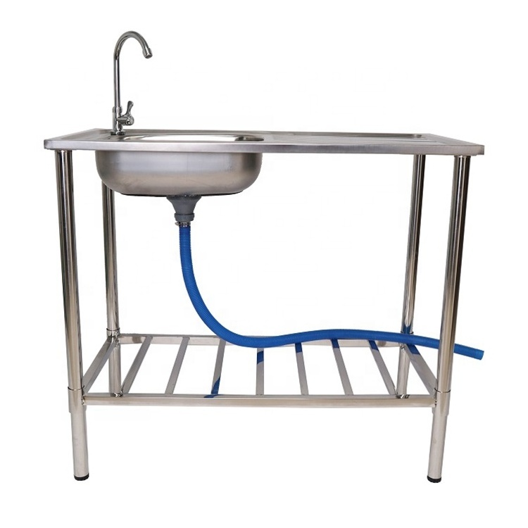 Stainless Steel Drainboard Outdoor Commercial Kitchen Sink With Stand free standing