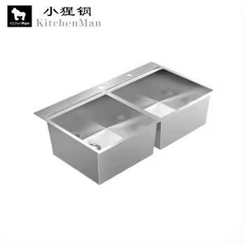 Best Fashion Super Deep good quality drop in handmade double bowl ss304 stainless steel square kitchen sink