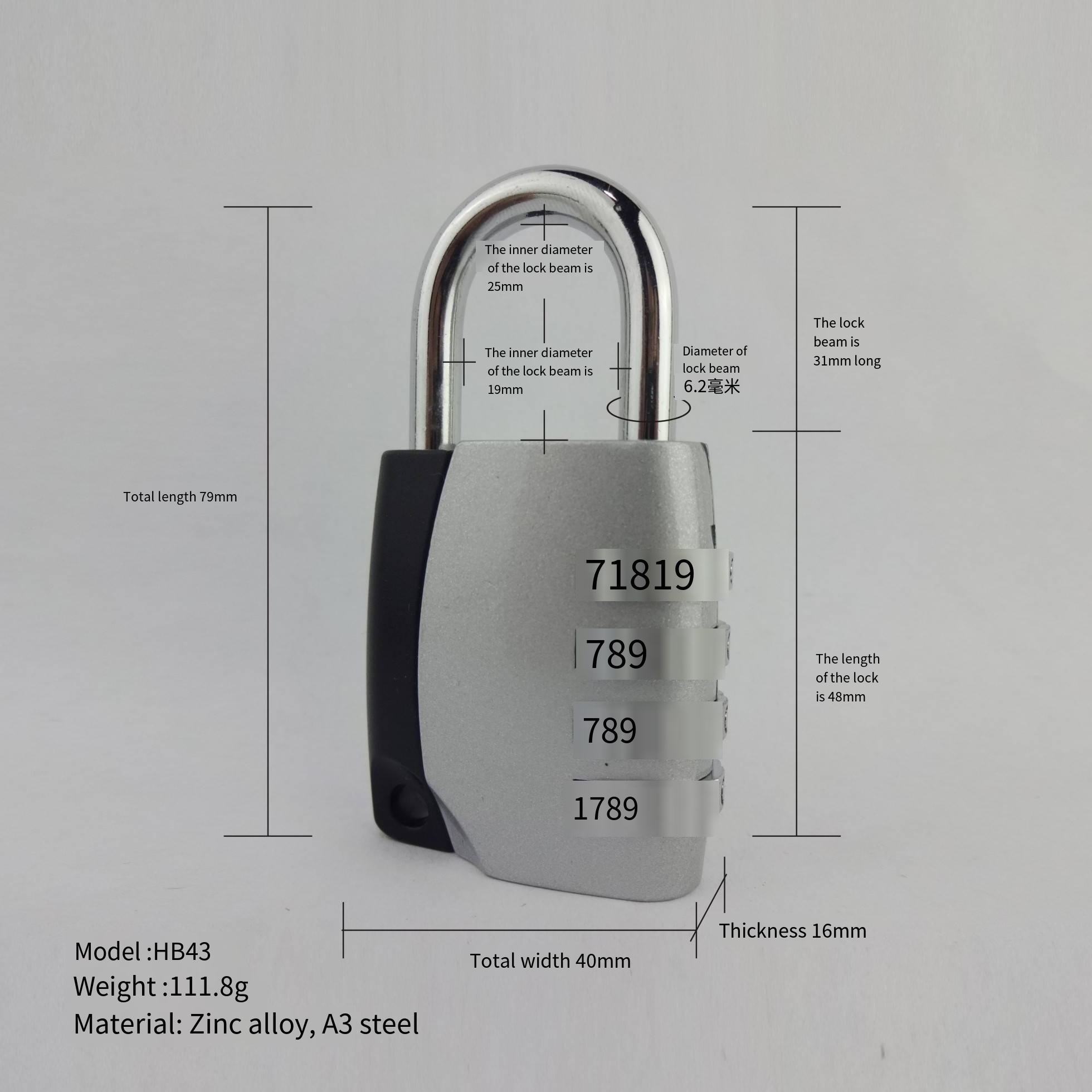 3 Digital Cipher Candado Backpack Lock Mini Keyless Codecadeado Lock Number Handbag A3 Steel Zinc Alloy Combination Padlock