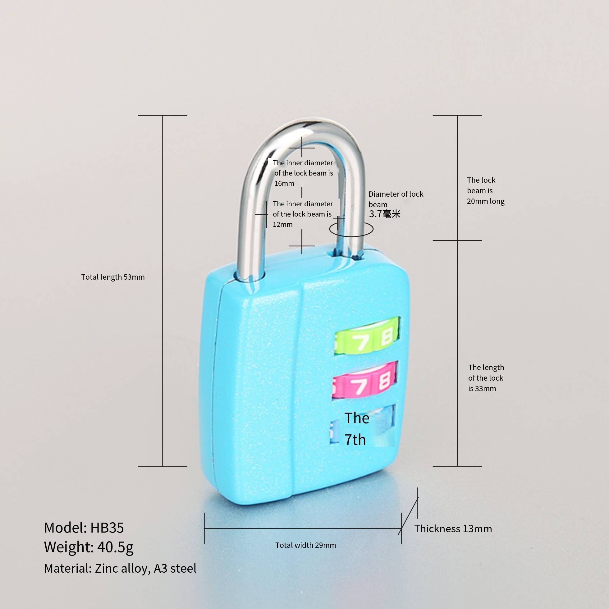 Hot Selling Quality Multiple Color 3 Digital Code Cadeado Password Lock Candado Locker Zinc Alloy Combination Stainless Padlock