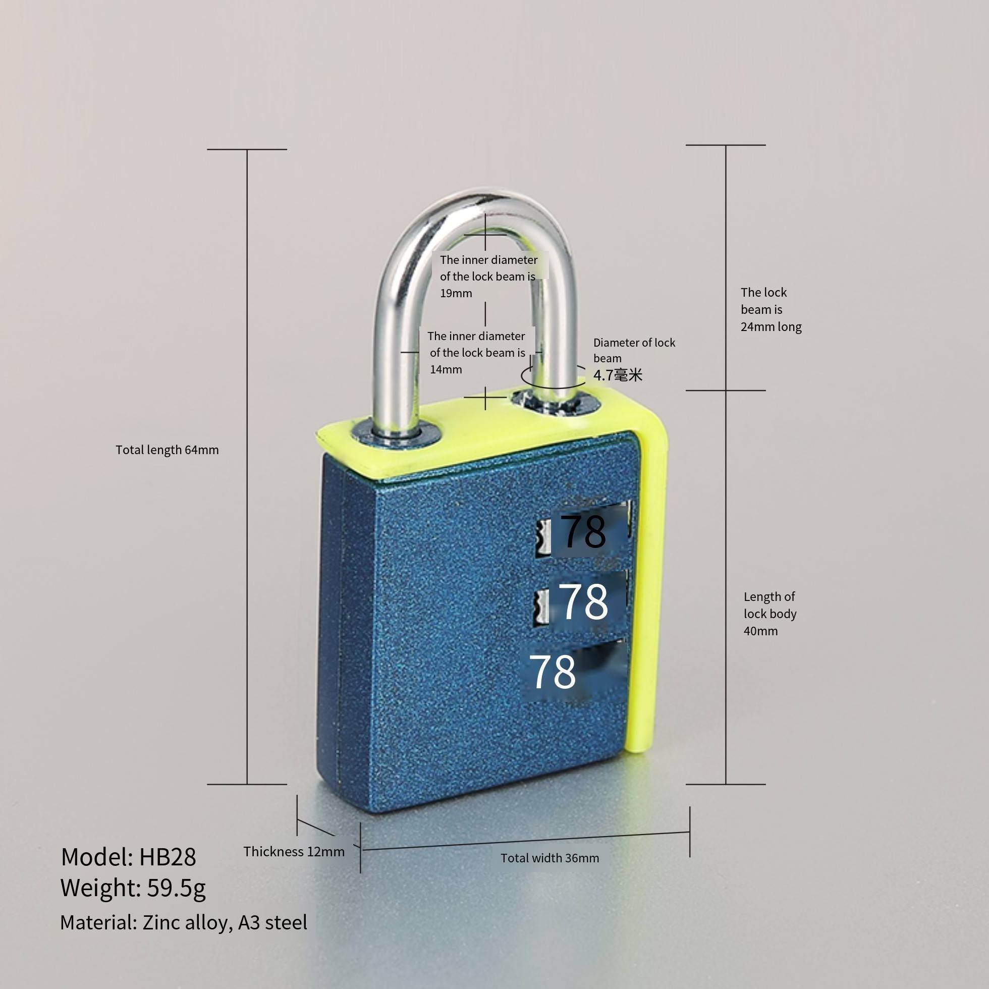 Hot Products Security Hardened Multiple Color Candado Custom Lock Cadeado Code Digital Anti-Theft Luggage Combination Padlock