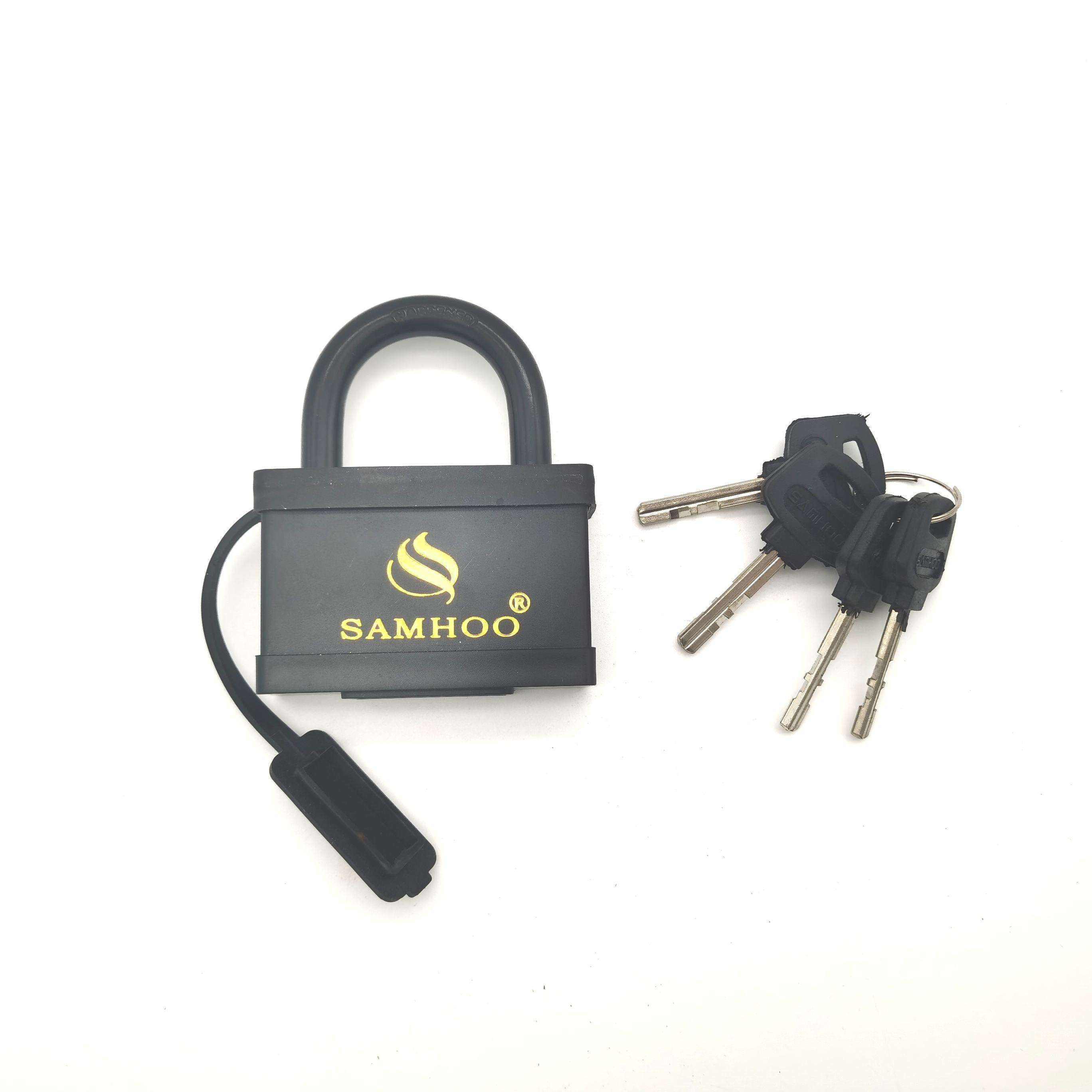 Samhoo Customized Waterproof Steel Laminated Lock Cadeado Safety Hardened American Iron Master Candado Padlock With Pvc Cover