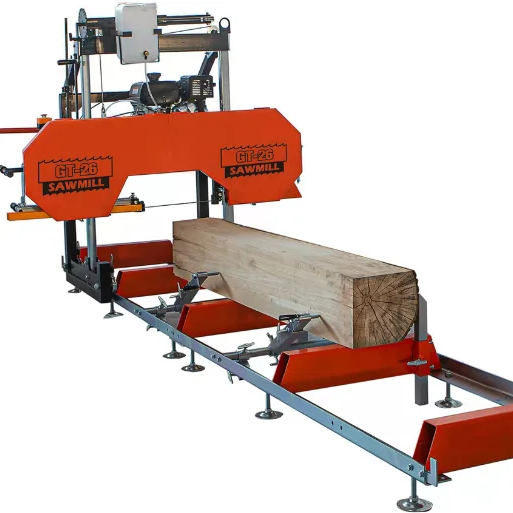 26'' horizontal woodworking machinery portable sawmill band saw mill  with trailer for sale