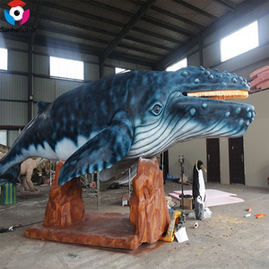 Customized sea life size realistic robot fiberglass animatronic shark statues