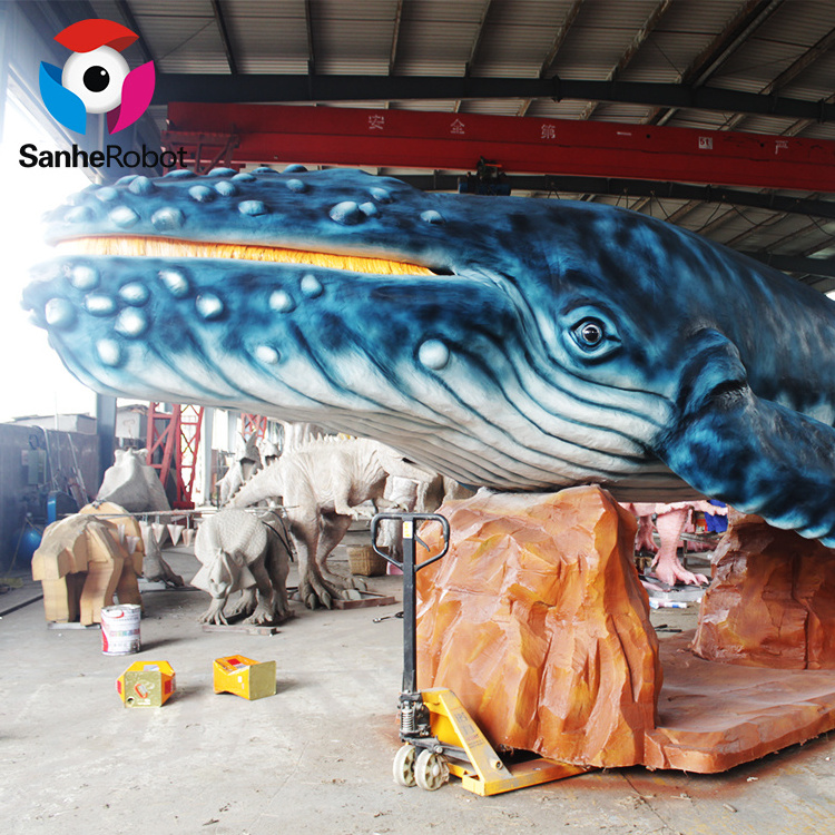 Customized sea life size realistic robot fiberglass animatronic shark statues