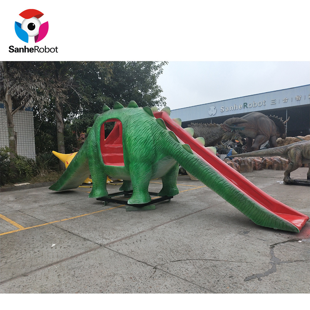 Amusement Park Fiberglass Cartoon Dinosaur Slide for Sale