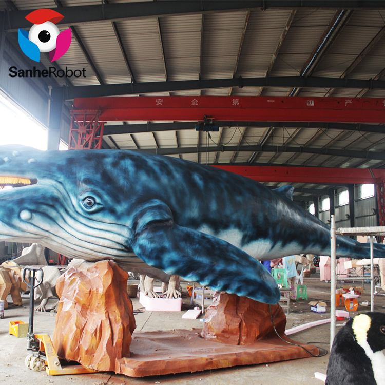 Customized sea life size realistic robot fiberglass animatronic shark statues