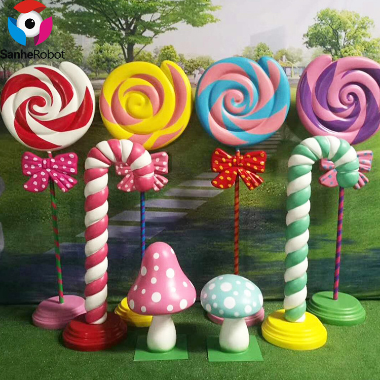 mall decoration Outdoor giant ice cream cones sculpture resin fiber glass sculpture for ice cream donut decorations