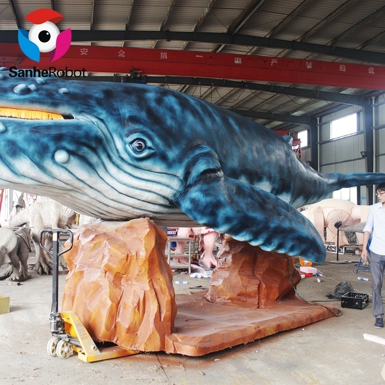 Customized sea life size realistic robot fiberglass animatronic shark statues