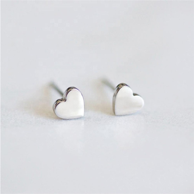 Tiny Cute Female 316L Stainless Steel Heart Stud Earrings for Women 2021