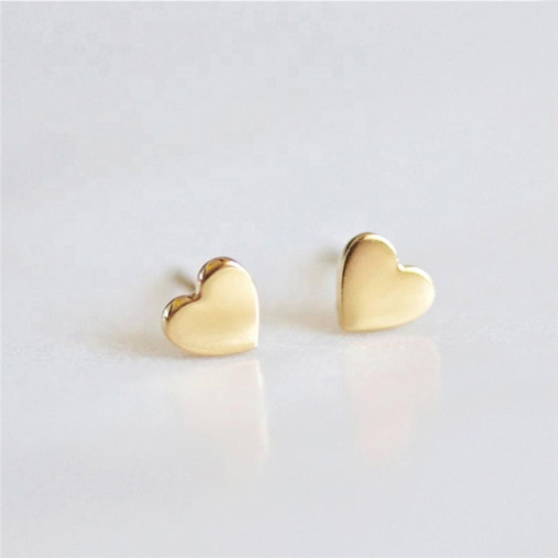 Tiny Cute Female 316L Stainless Steel Heart Stud Earrings for Women 2021