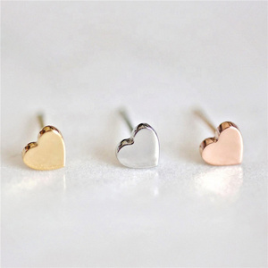 Tiny Cute Female 316L Stainless Steel Heart Stud Earrings for Women 2021