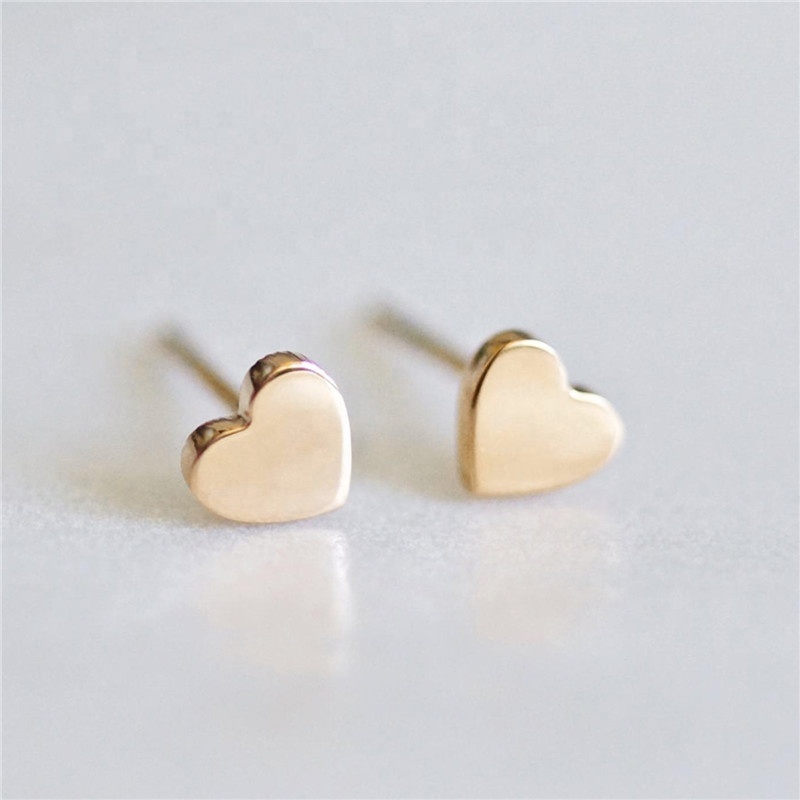 Tiny Cute Female 316L Stainless Steel Heart Stud Earrings for Women 2021