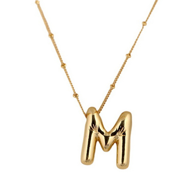 Stainless Steel Gold PVD Plated DIY Balloon Alphabet Initial Letter Necklace Titanium Steel Aerated Letters Choker Necklace