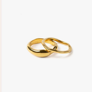 INS Stainless Steel 18K Gold Plated 4MM Wide Irregular Circle Finger Ring Titanium Steel PVD Personalized Thick Curve Wave Rings