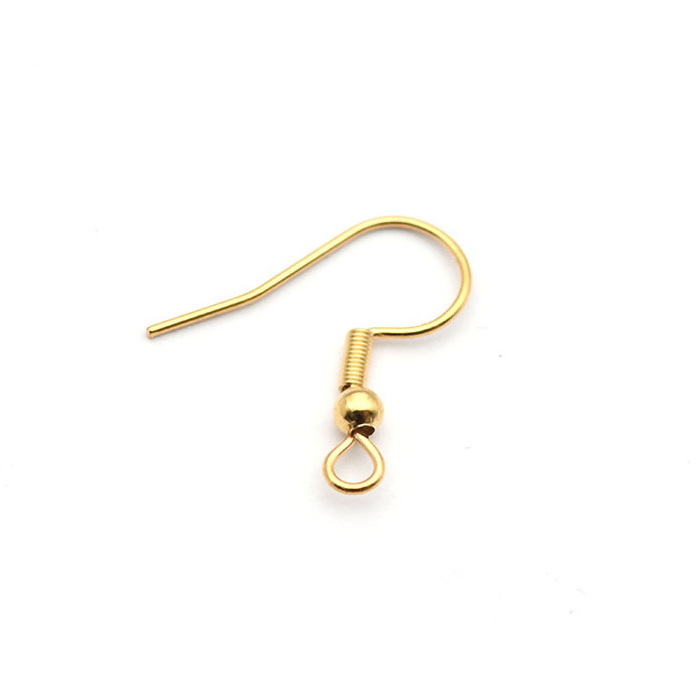 Stainless Steel Gold Plated Making Accessories 0.7*20mm Earring Hooks PVD DIY Spring Ear Hook Jewelry Findings