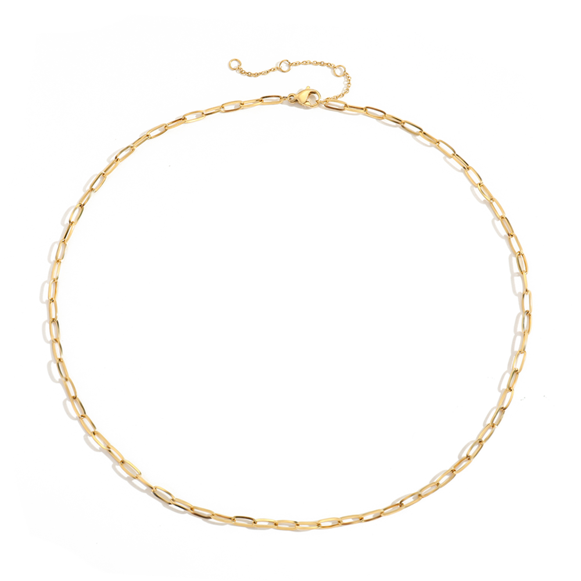 Hot Selling Stainless Steel Small Thin Cuban Link Chain Choker Necklace Paperclip Necklace Gold Plated Link Chain Jewelry