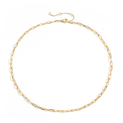 Hot Selling Stainless Steel Small Thin Cuban Link Chain Choker Necklace Paperclip Necklace Gold Plated Link Chain Jewelry