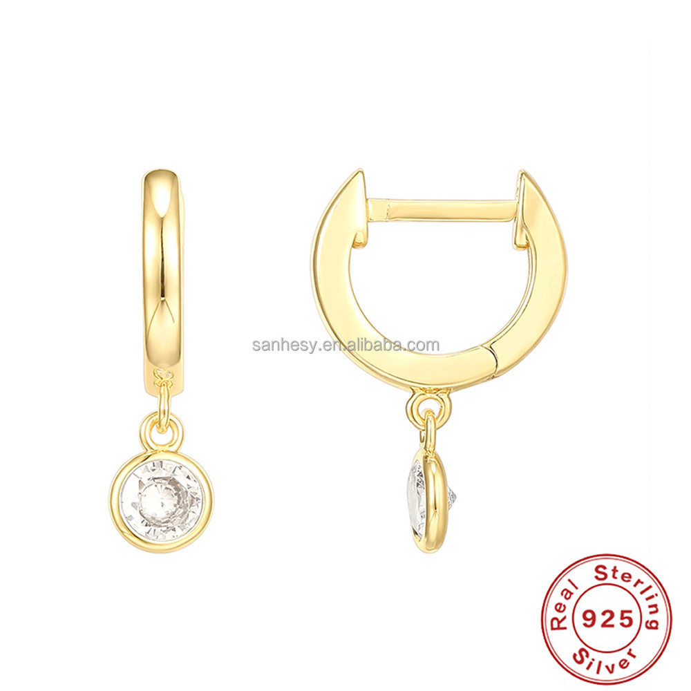 INS S925 Sterling Silver Gold Plated Zircon Dagger Sword Eye Hoop Earrings 925 Silver Personalized Moon Star Dangle Earring