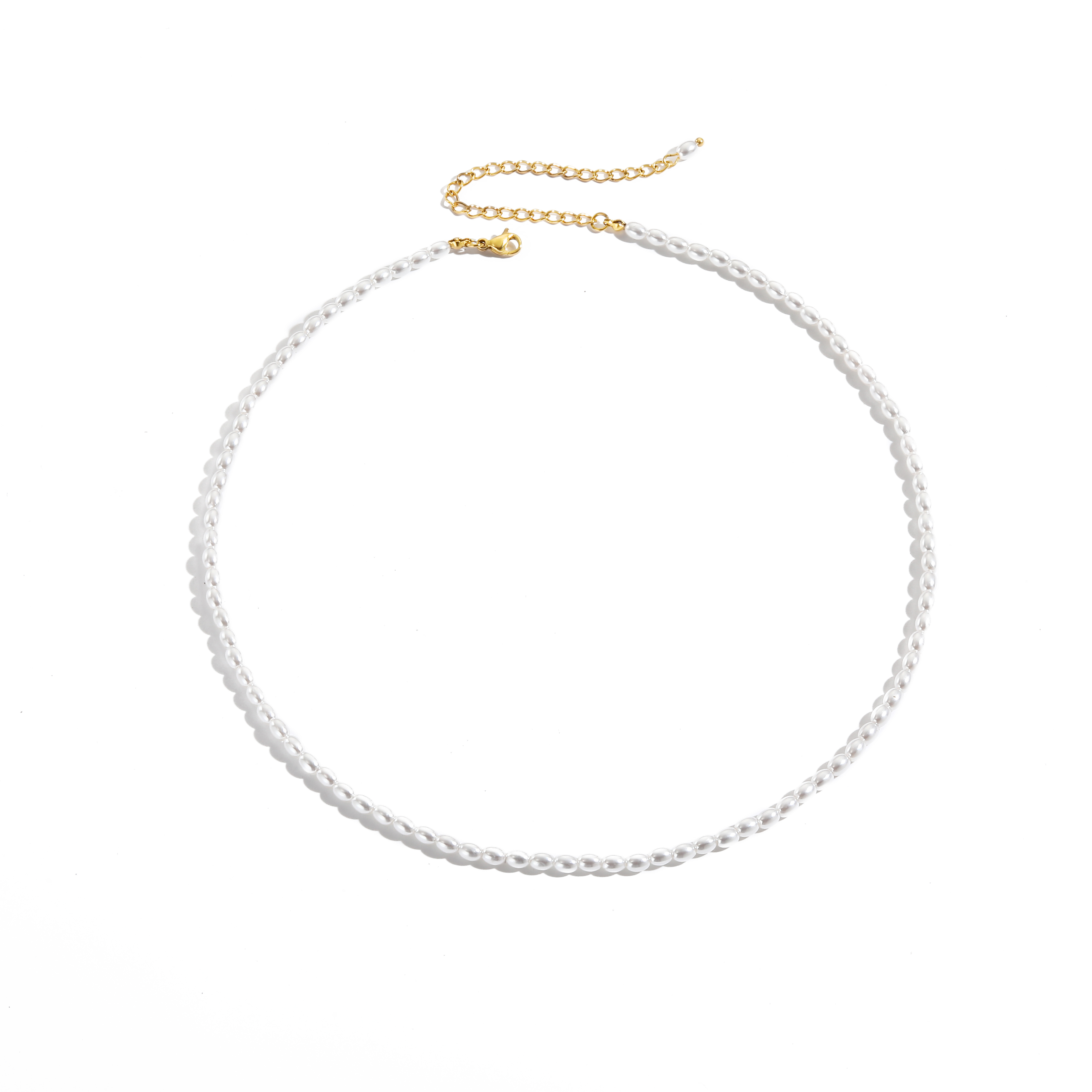 Stainless Steel 14K Gold Plated Imitation Irregular Pearl Necklace Titanium Steel PVD Imitation Oval Pearl Chain Necklace