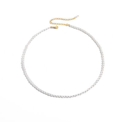 Stainless Steel 14K Gold Plated Imitation Irregular Pearl Necklace Titanium Steel PVD Imitation Oval Pearl Chain Necklace